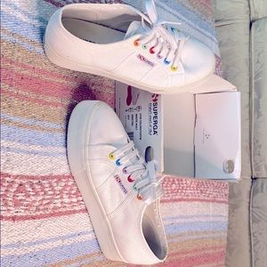 SUPERGA platform white sneakers sz.8.5